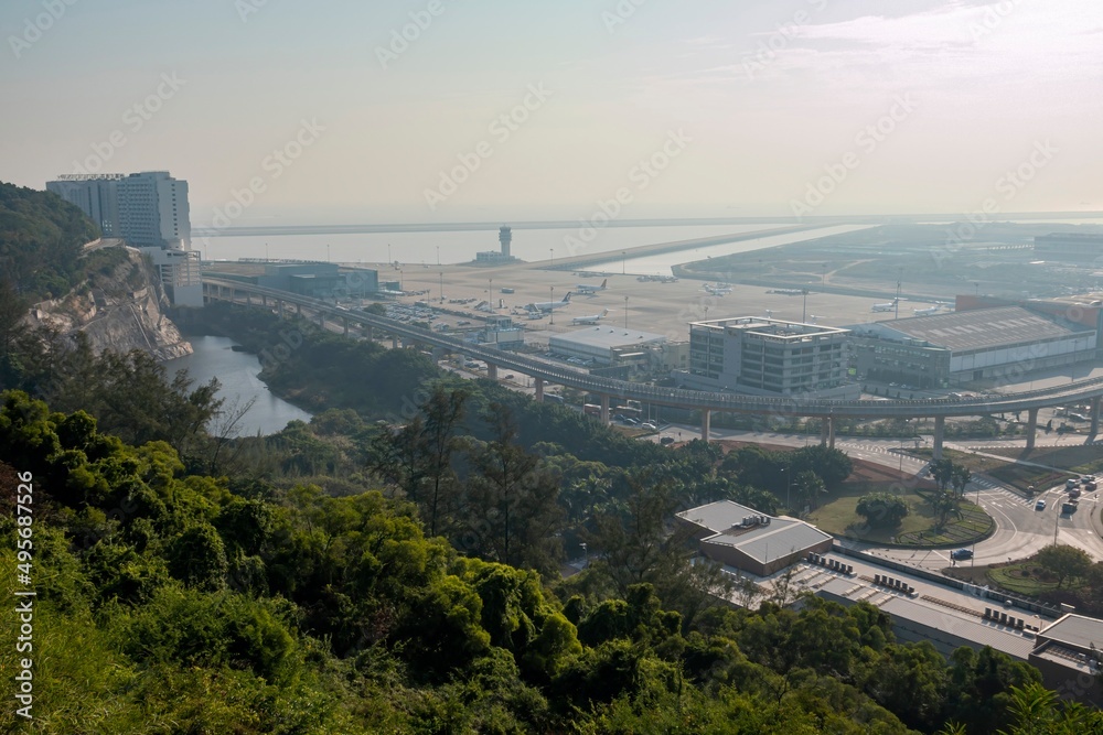 High angle view of the Macau International Airport