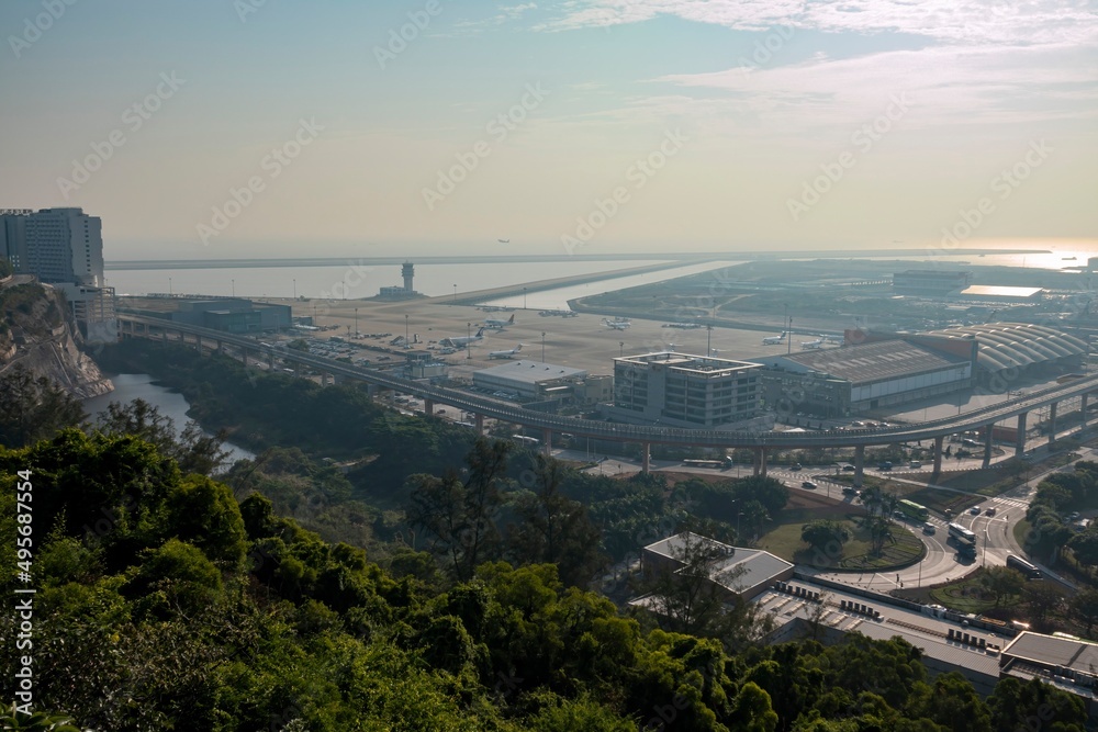 High angle view of the Macau International Airport