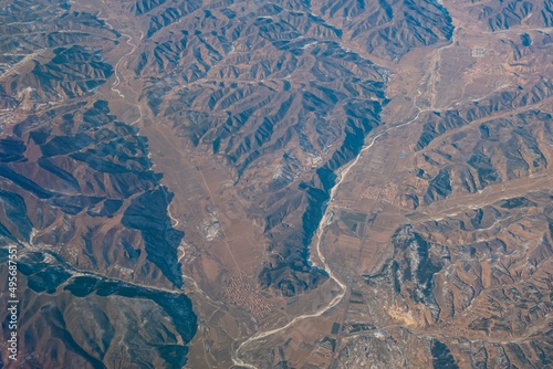 Aerial mountain landscape near Beijing