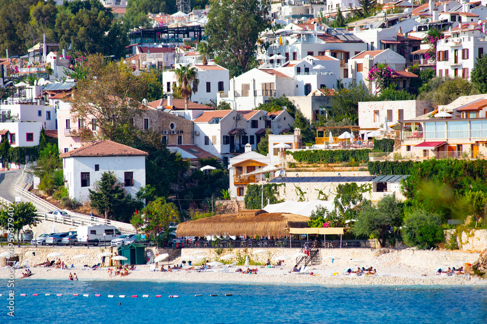 Kalkan small coastal town in Antalya province, View from the boat, Kalkan, Turkey