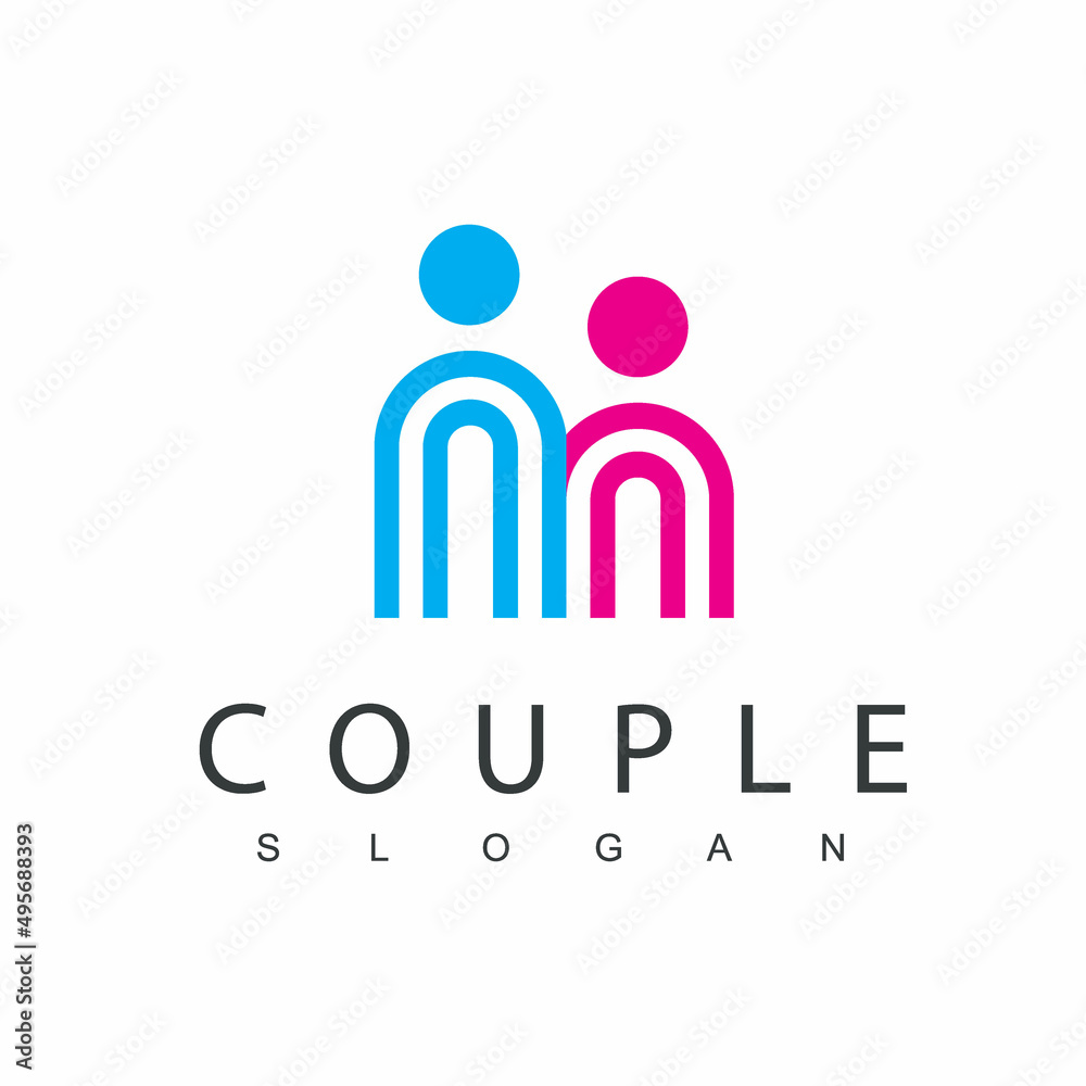 People Couple Logo Design Template