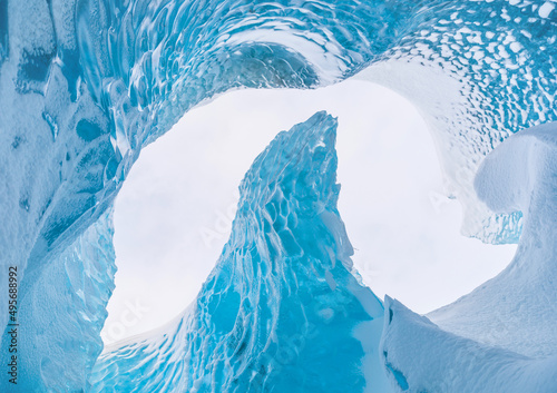 The Ice Cave in Iceland. Crystal Ice Cave. Vatnajokull National Park. Inside ...