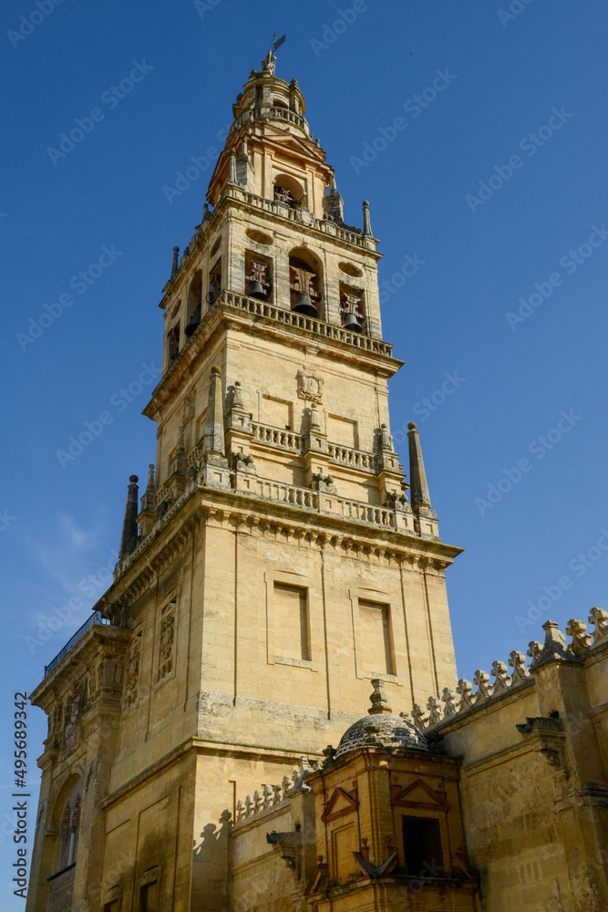 Belltower of the cathedral at Cordova on Spain