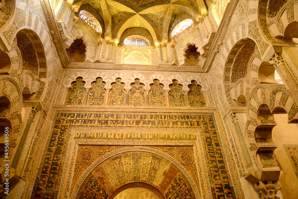 The interiors of Mezquita at Cordova on Andalusia in Spain