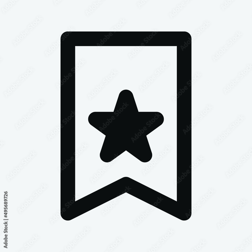 Expanded bookmark icon with a star in the middle in black color Expanded bookmark icon with a star in the middle in black color