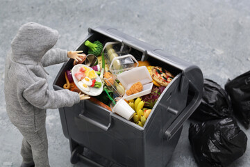 don't waste food, world food day concept image made in miniature.