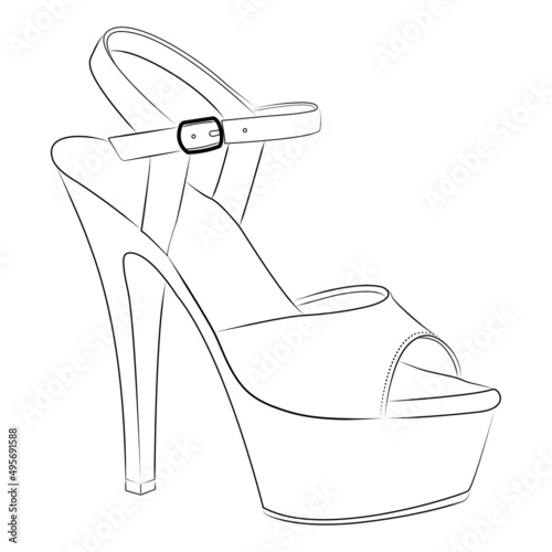 high heels Outline stype vector design element , illustration
