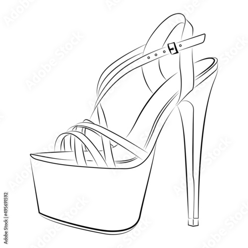 high heels Outline stype vector design element , illustration