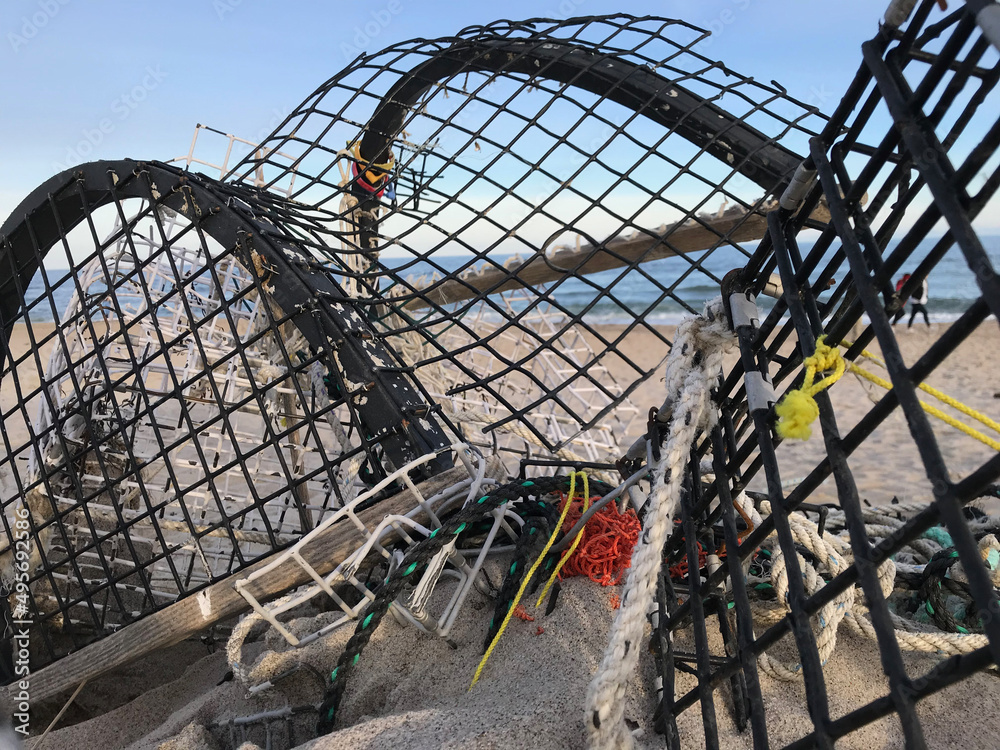 shellfish traps on the beach