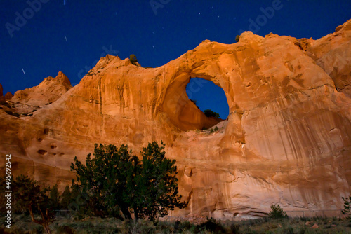 View of Window Rock at night. Arizona, United States. photo