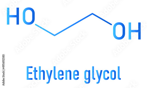 Ethylene glycol car antifreeze and polyester building block molecule. Skeletal formula.