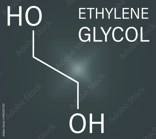 Ethylene glycol car antifreeze and polyester building block molecule. Skeletal formula.
