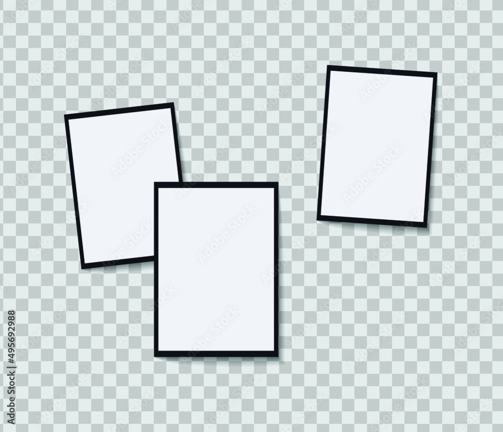 Set of vector Photo frame mockup design on sticky tape isolated on transparent background Set of vector Photo frame mockup design on sticky tape isolated on transparent background