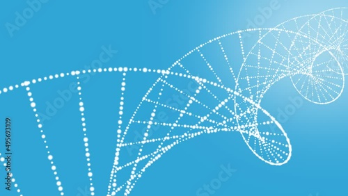 DNA animation with DNA data transmission. DNA helix, Health, medicine, biology, macroscopic life. rotating RNA. Science and medicine in 3D animation with blue background