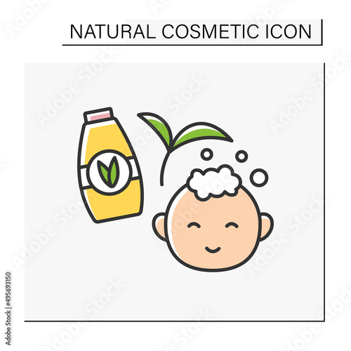 Care color icon. Facial cream for moisturizing baby skin. Delicate cream with organic ingredients. Natural cosmetic concept. Isolated vector illustration