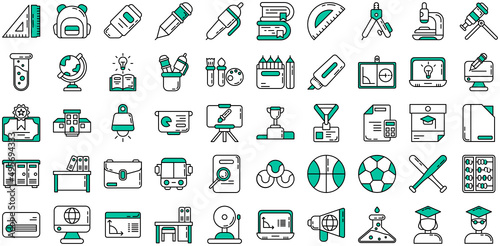 school and student icon set