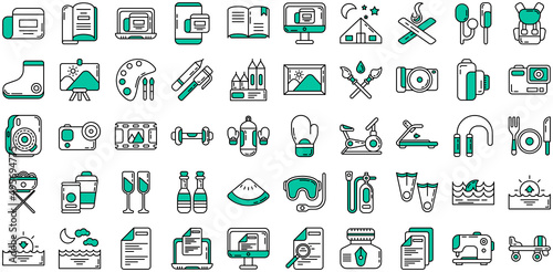 hobbies and free time icon set