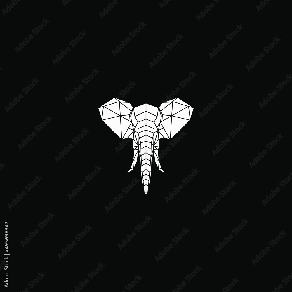 Elephant stylized triangle polygonal geometric design logo Vector illustration