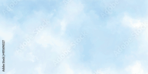 beautiful autumn on blue sky and clouds background. abstract watercolour painting blue sky background. 
