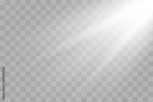 Vector sun light effect. Sun rays isolated on transparent background