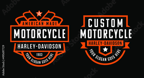 custom motorcycle club badge logo design set
