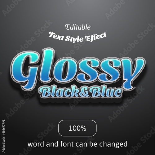 text style effect with blue and black color. logotype. vector illustration