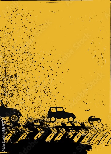 Offroad vertical poster. Editable vector illustration in grunge tyle