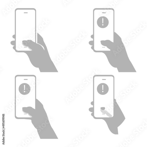 phone icon, notification concept, warning, vector illustration