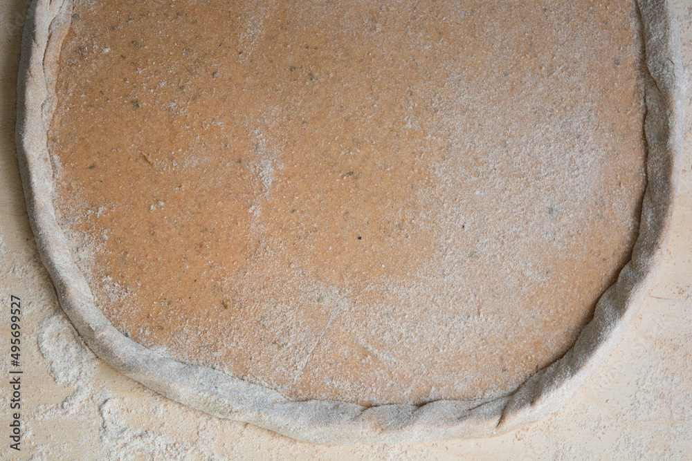 Close up view of tasty italian pizza crust, pizza dough Close up view of tasty italian pizza crust, pizza dough