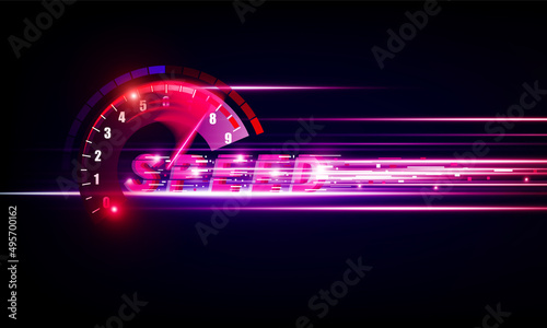 Speedometer speed car auto dashboard design. Speed meter abstract technology and Download progress bar or round indicator of web speed vector design