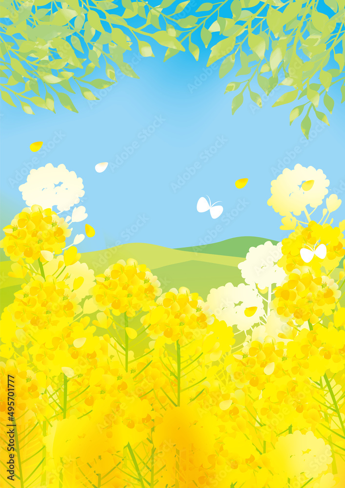春の葉の花　背景イラスト