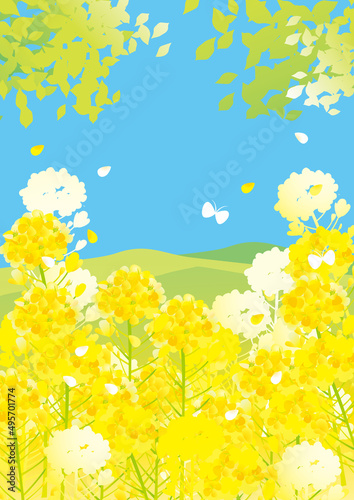 春の葉の花　背景イラスト