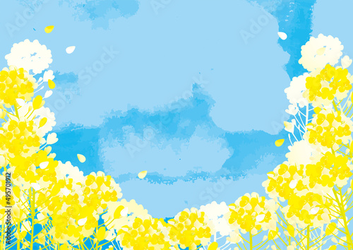 春の葉の花　背景イラスト