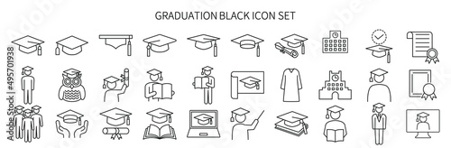 Icon set related to graduation and learning