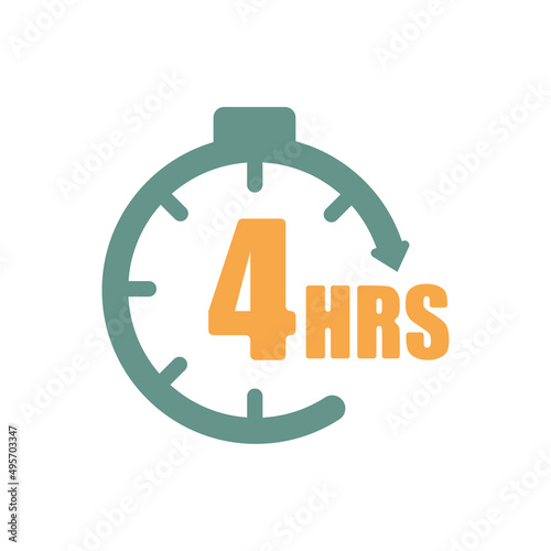 clock icon, concept 4 hours later, vector illustration