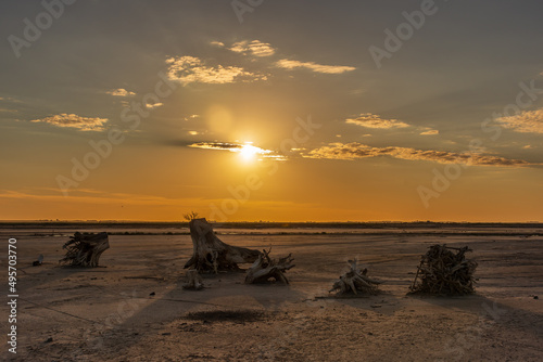 Epecuen at sunset in Buenos Aires, Argentina after the disastrous flood