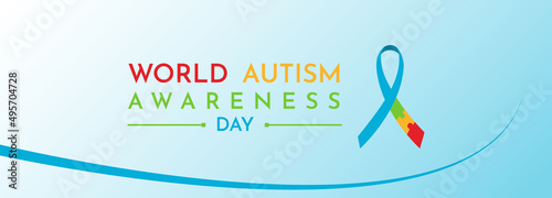 Blue World Autism Day Banner Background Template Vector Illustration Design