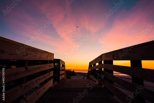 Beautiful shot of a beach at sunset in New York