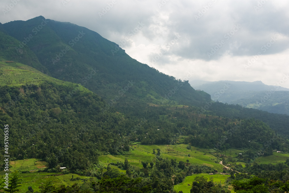 Tropical mountain landscape with terrace fields