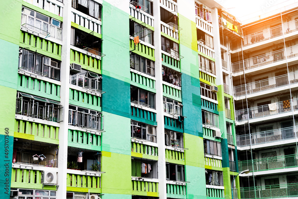 Facade of modern apartment building