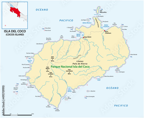 map of costa rican pacific island cocos island