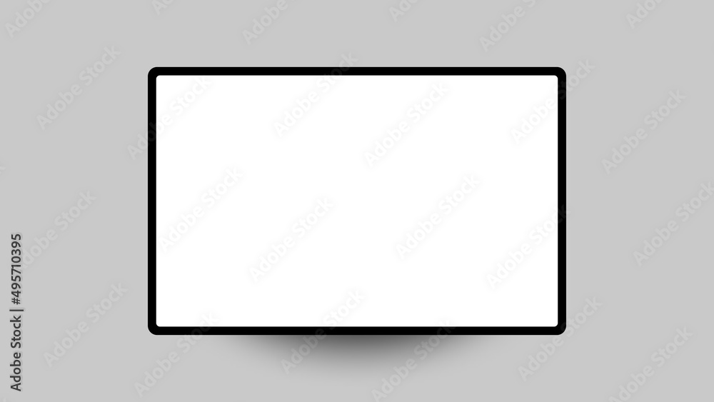 white tablet screen on gray background, mockup or template, illustration white tablet screen on gray background, mockup or template, illustration