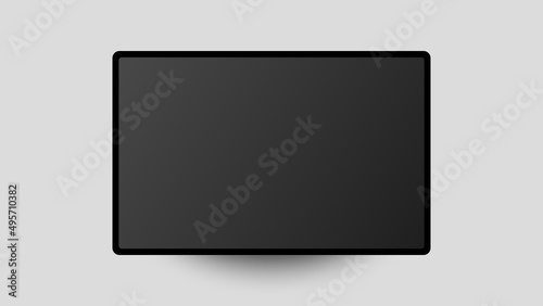 tablet or tv cast shadow on gray background, mockup or template, illustration