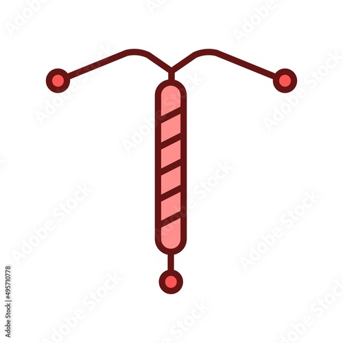 Contraceptive spiral icon. Intrauterine device illustration.