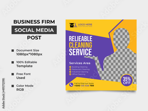 home or house cleaning service social media post template design, an image can be placed template. fully editable, eye catchy design. square web banner, vector eps 10 version. web banner standard.