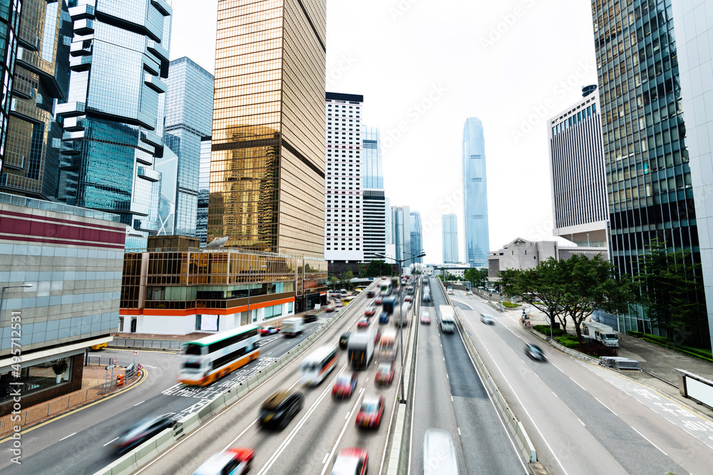 Blurred traffic in Hong Kong