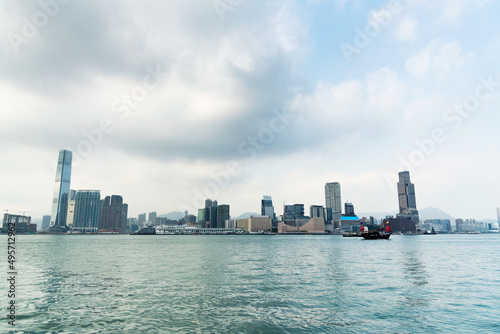 City skyline and buildings on Hong Kong