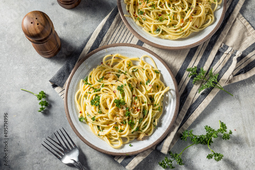Homemade Italian Spaghetti Algio e Olio