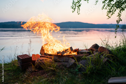 Fototapeta Naklejka Na Ścianę i Meble -  traditional finnish kokko - fire at midsummer