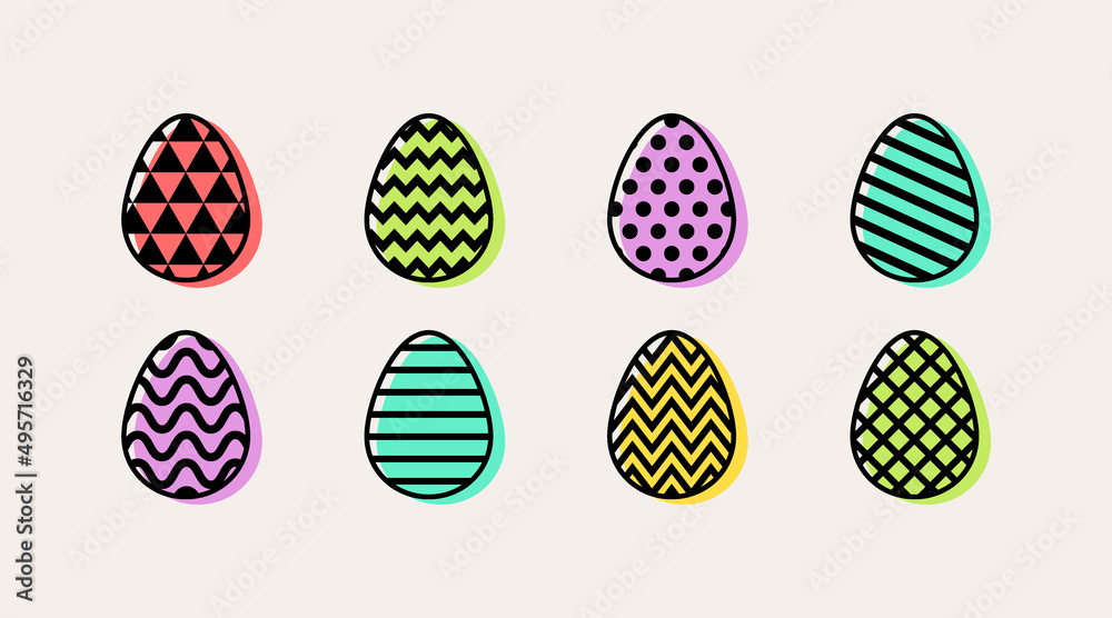 Colourful Easter eggs. Collection of icons. Vector Colourful Easter eggs. Collection of icons. Vector